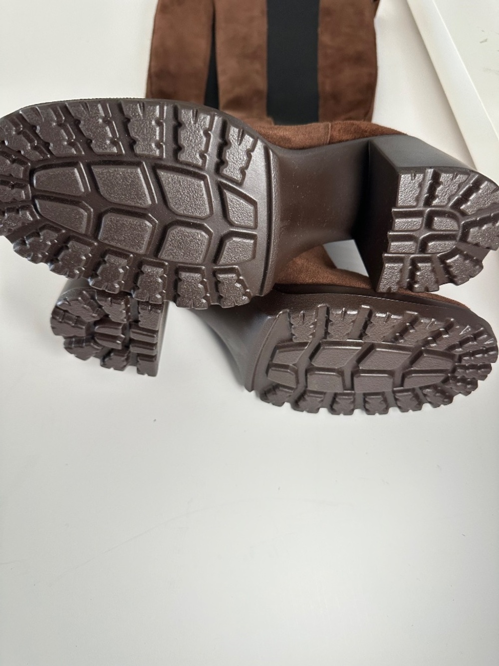 NWOT Knee High Brown Suede Leather Lug Sole Steve Madden Alesti Boots size 8 - Picture 3 of 10
